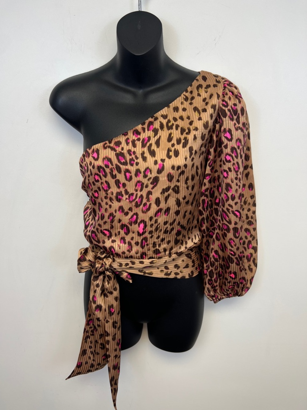 Express Women's Brown Pink One Shoulder Dressy New With Tags Blouse Size Small